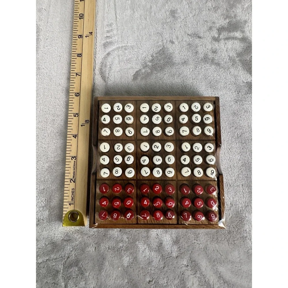 Wooden Sudoku Board and Wood Pieces Travel Board Table Game Logic Coding Puzzle